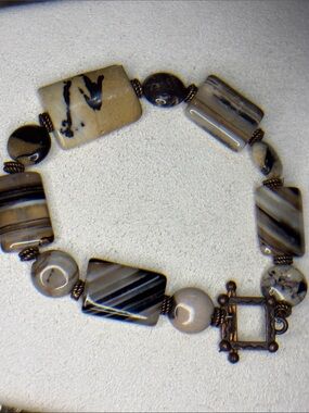 Banded Agate and Jasper Beaded Bracelet